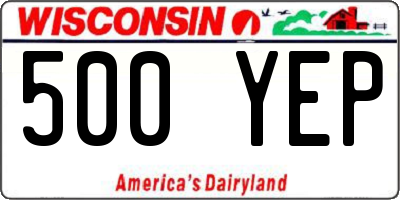 WI license plate 500YEP