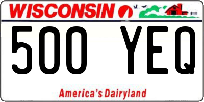 WI license plate 500YEQ