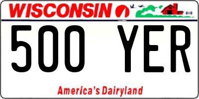 WI license plate 500YER