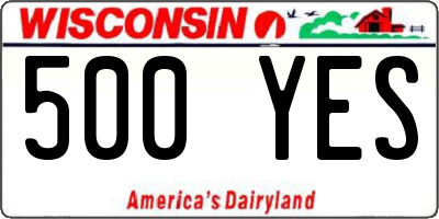 WI license plate 500YES