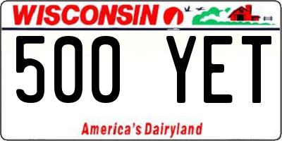 WI license plate 500YET