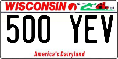 WI license plate 500YEV