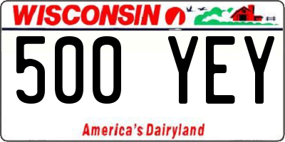 WI license plate 500YEY