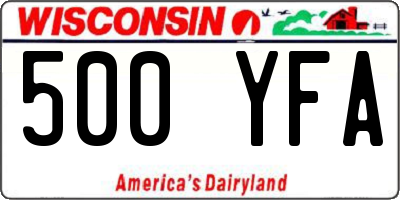 WI license plate 500YFA