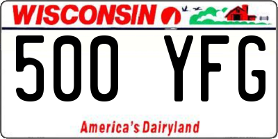 WI license plate 500YFG