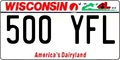 WI license plate 500YFL