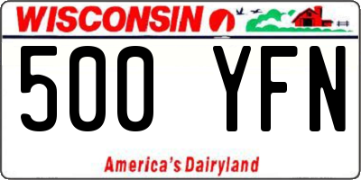 WI license plate 500YFN