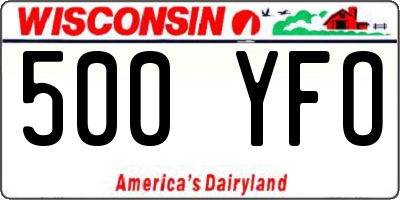 WI license plate 500YFO