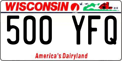 WI license plate 500YFQ