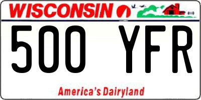 WI license plate 500YFR