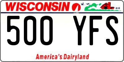 WI license plate 500YFS