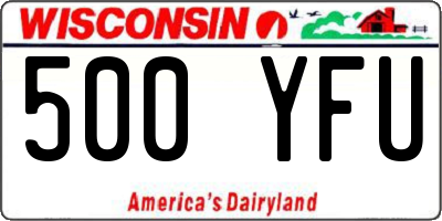 WI license plate 500YFU
