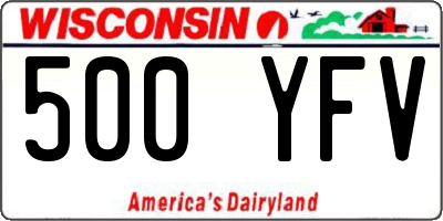 WI license plate 500YFV