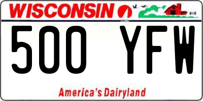 WI license plate 500YFW