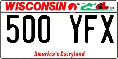 WI license plate 500YFX