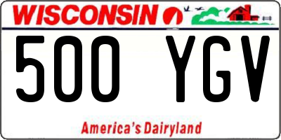 WI license plate 500YGV