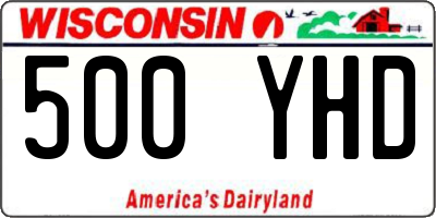 WI license plate 500YHD