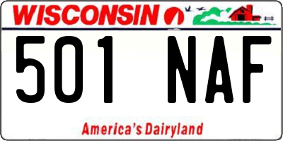 WI license plate 501NAF