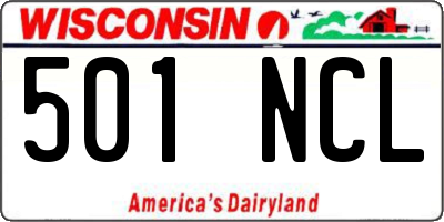 WI license plate 501NCL