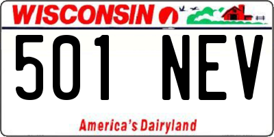 WI license plate 501NEV