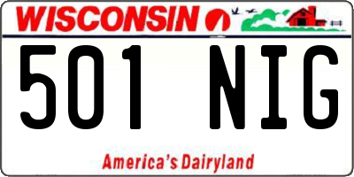 WI license plate 501NIG