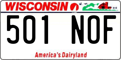WI license plate 501NOF