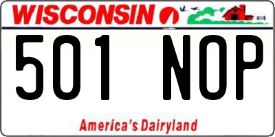 WI license plate 501NOP