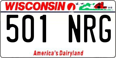 WI license plate 501NRG