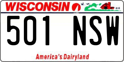 WI license plate 501NSW