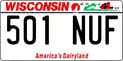 WI license plate 501NUF