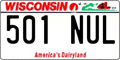 WI license plate 501NUL