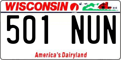 WI license plate 501NUN