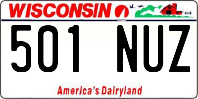 WI license plate 501NUZ