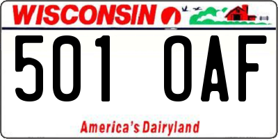 WI license plate 501OAF
