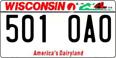 WI license plate 501OAO