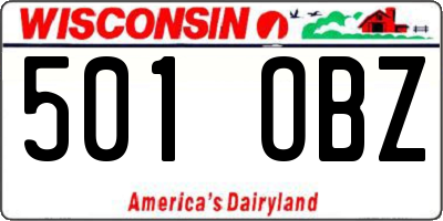 WI license plate 501OBZ