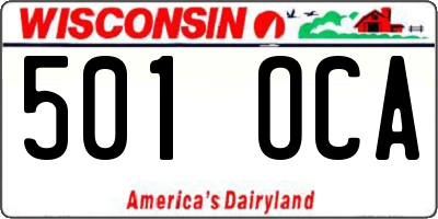 WI license plate 501OCA