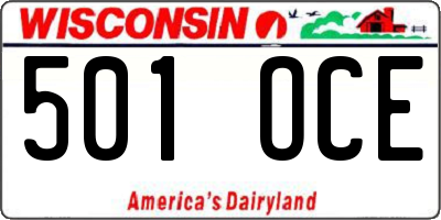 WI license plate 501OCE