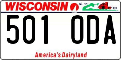 WI license plate 501ODA