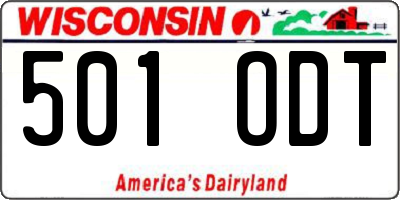 WI license plate 501ODT