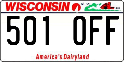 WI license plate 501OFF