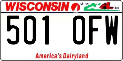 WI license plate 501OFW