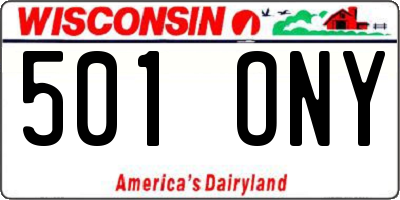 WI license plate 501ONY
