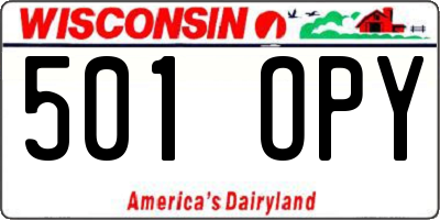 WI license plate 501OPY
