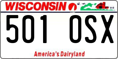WI license plate 501OSX