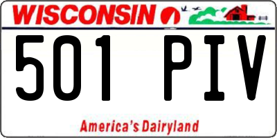 WI license plate 501PIV