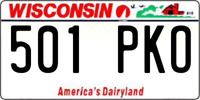 WI license plate 501PKO