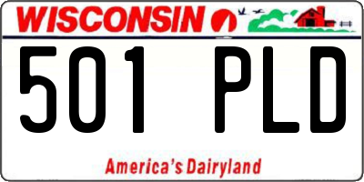 WI license plate 501PLD