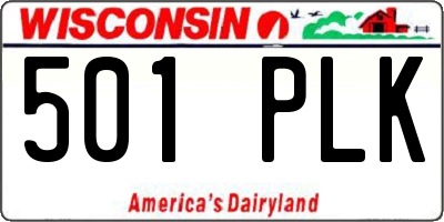 WI license plate 501PLK