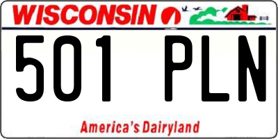 WI license plate 501PLN